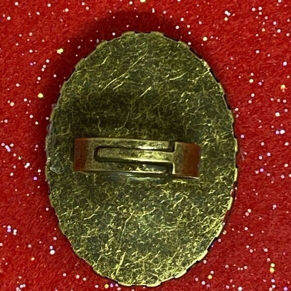 Gothic Steampunk ring  RED Full Bloom Rose Cameo - Picture 9 of 9